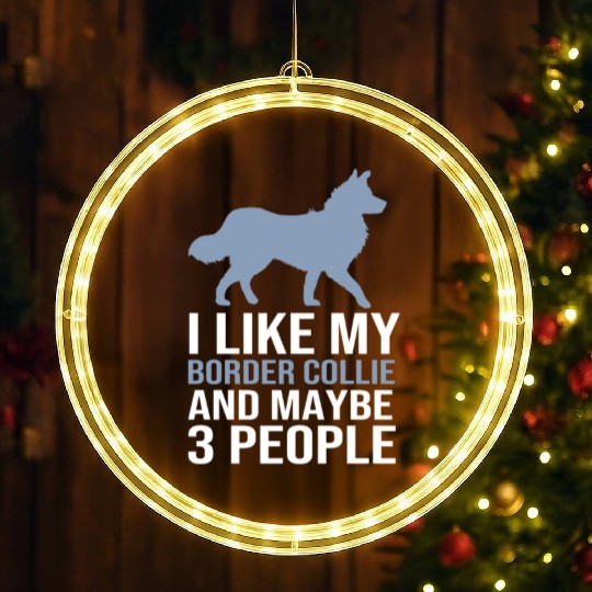 Funny Dog Lover Border Collie LED Christmas Window Lights