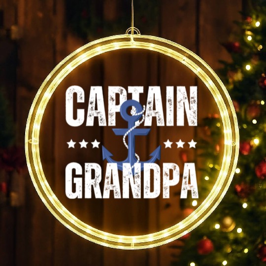 Captain Grandpa with anchor Cruise Captain Boating LED Christmas Window Lights