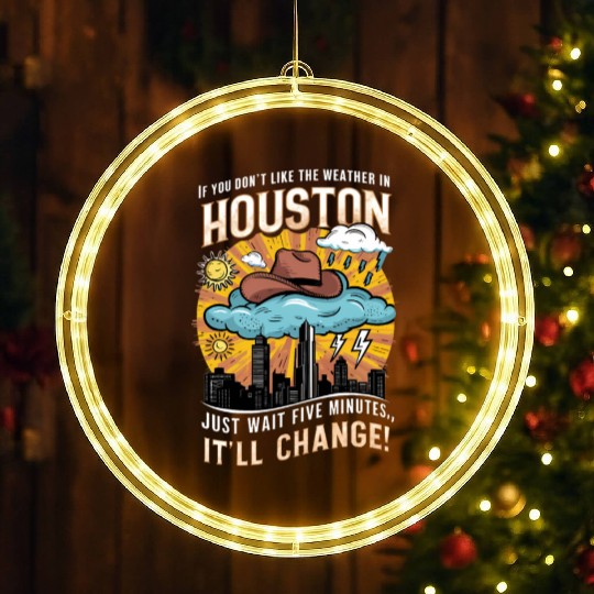 Unpredictable Houston Weather - Fun City Art LED Christmas Window Lights