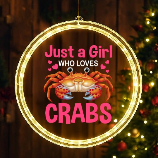 Crab Animal Lover Gift Just A Girl Who Loves Crabs LED Christmas Window Lights