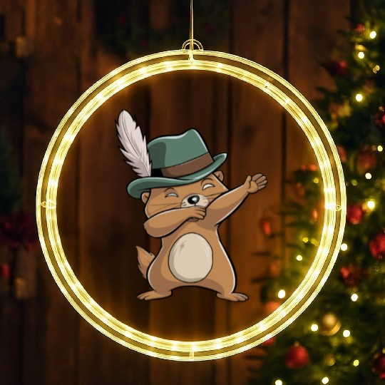 Groundhog Marmot for a Marmot lover groundhog fan LED Christmas Window Lights