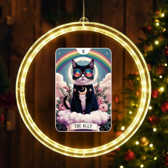 The Ally Cat Tarot Card Pride Gay Pride LGBTQ LED Christmas Window Lights