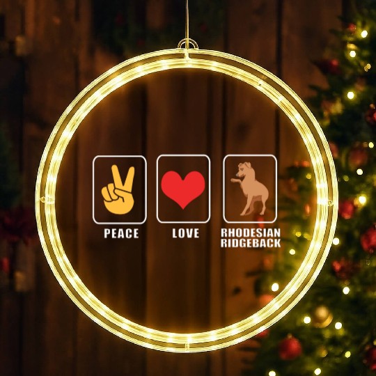 Peace And Love Dog Rhodesian Ridgeback LED Christmas Window Lights