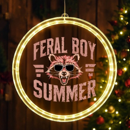 Feral Boy Summer LED Christmas Window Lights Funny Trash Panda Raccoon
