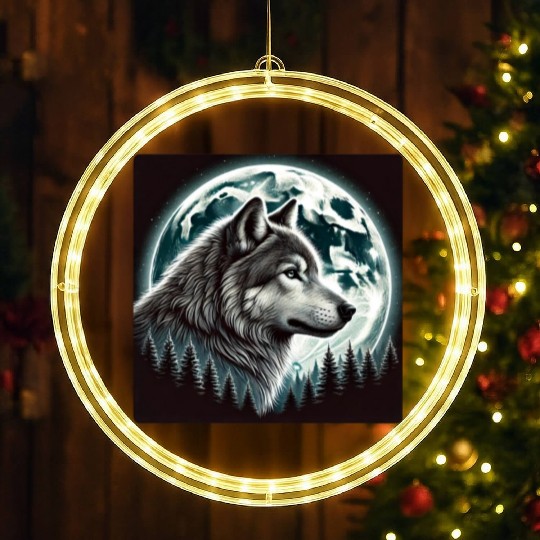 Nature Moon Alpha Cute Wolf Moon nature LED Christmas Window Lights