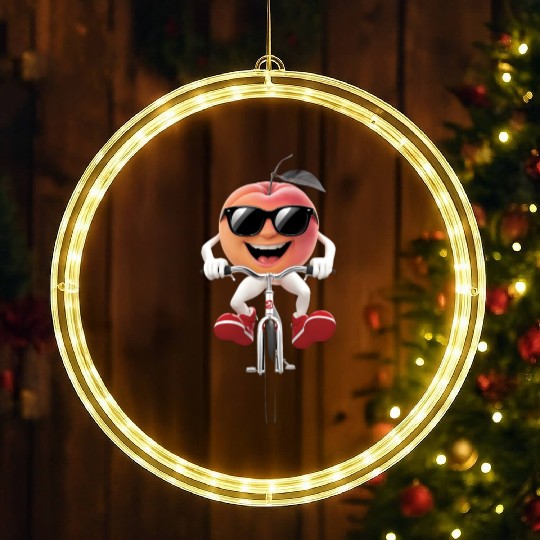 Apricot Cycling On Bike Realistic LED Christmas Window Lights