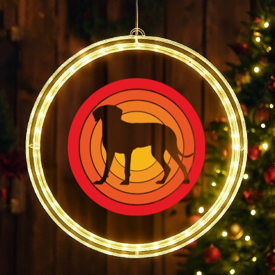 Retro Sunset Weimaraner Dog Silhouette LED Christmas Window Lights