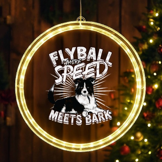 Flyball Where Speed Meets Bark Border Collie Dog LED Christmas Window Lights