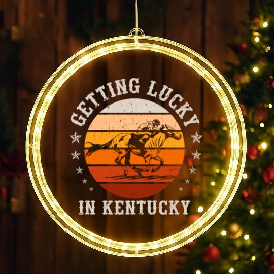 Getting Lucky In Kentucky Horse Racing LED Christmas Window Lights