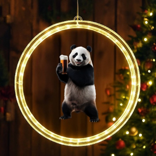 Panda Drinking Beer Realistic LED Christmas Window Lights