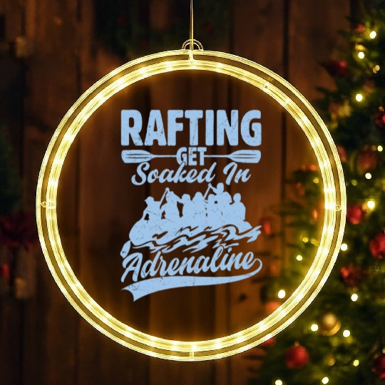 Rafting Get Soaked In Adrenaline White Water Paddl LED Christmas Window Lights