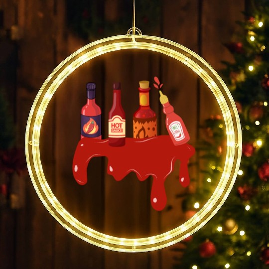 Hot Sauce Hot Sauces Foodie Tea Spicy Hot LED Christmas Window Lights
