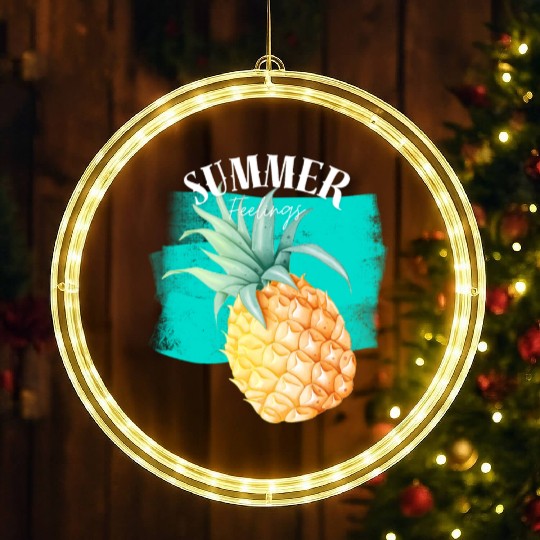 Summer Retro Pineapple Swimming Pool Vacation Gard LED Christmas Window Lights