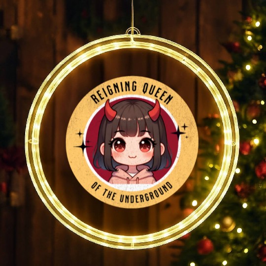 Queen of underground mean girl cute kawaii design LED Christmas Window Lights