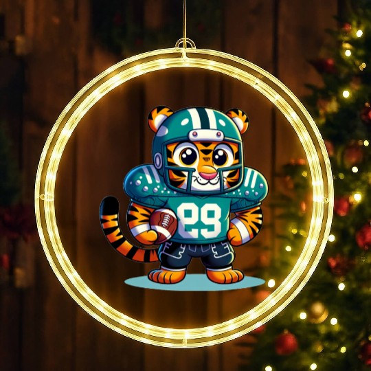 Cute American Football Player Tiger LED Christmas Window Lights