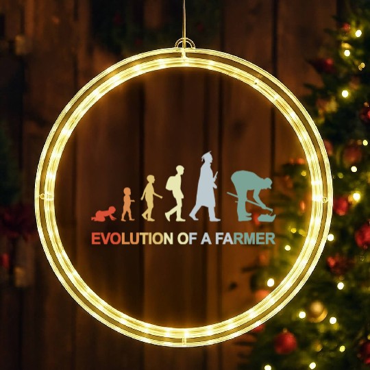 Farmer Kid to Adult Evolution LED Christmas Window Lights