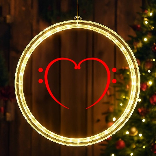 2 Music Bass Clef Heart Love Note Two Treble Sound LED Christmas Window Lights