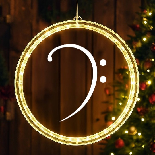 Music Bass Clef Note Cool Sound Symbol Two Points LED Christmas Window Lights