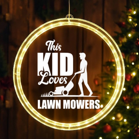 Landscaper Gardener Child Lawn Mowing LED Christmas Window Lights