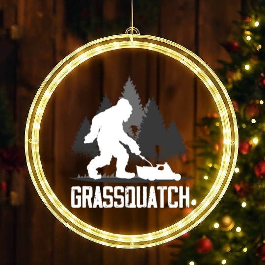 Landscaper Gardener Bigfoot Lawn Mowing LED Christmas Window Lights