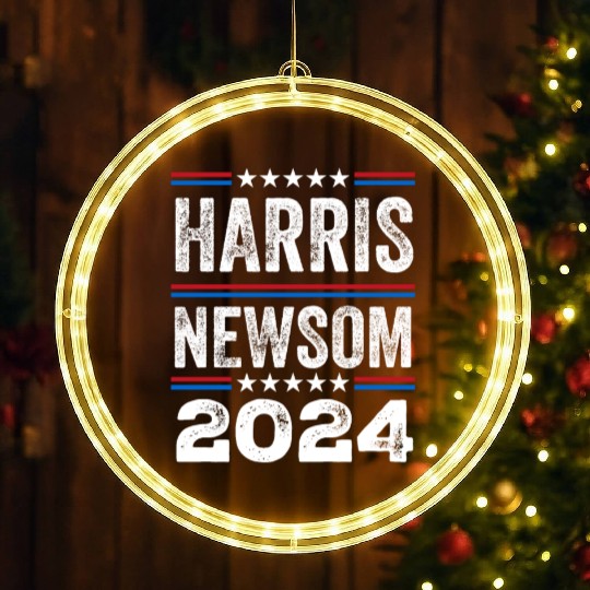Kamala Harris Newsom 2024 US Election Democrat LED Christmas Window Lights