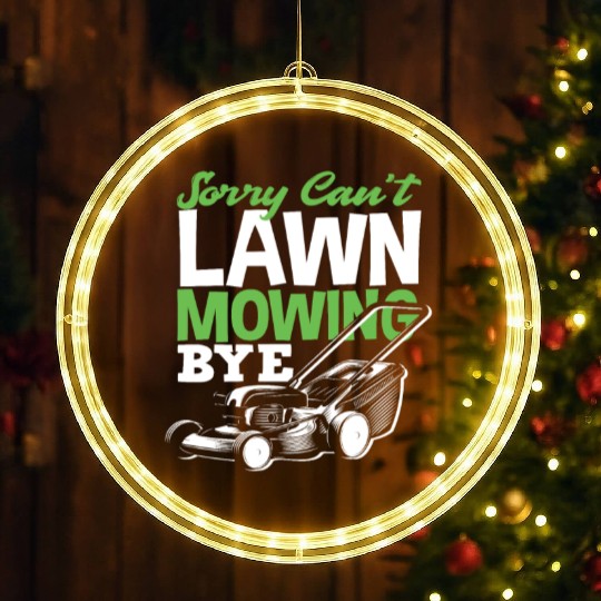 Landscaper Gardener Lawn Mowing Bye LED Christmas Window Lights