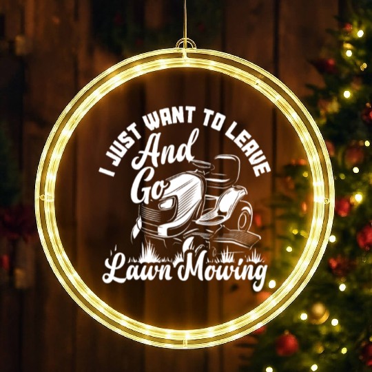 Landscaper Gardener Lawn Mowing Go LED Christmas Window Lights