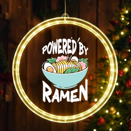 Powered By Ramen Anime Japanese Soup Cup Noodle LED Christmas Window Lights