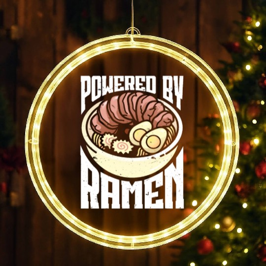 Powered By Ramen Anime Japanese Soup Cup Noodle LED Christmas Window Lights