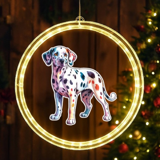 Dalmatian Dog Watercolor LED Christmas Window Lights