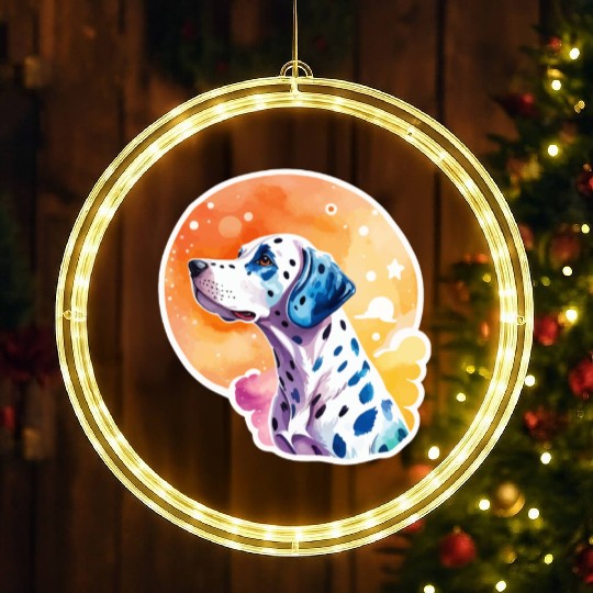 Dalmatian Dog Watercolor LED Christmas Window Lights