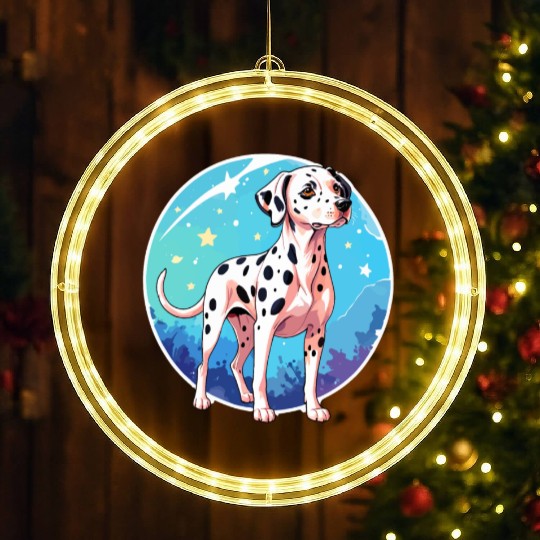 Dalmatian Dog Watercolor LED Christmas Window Lights