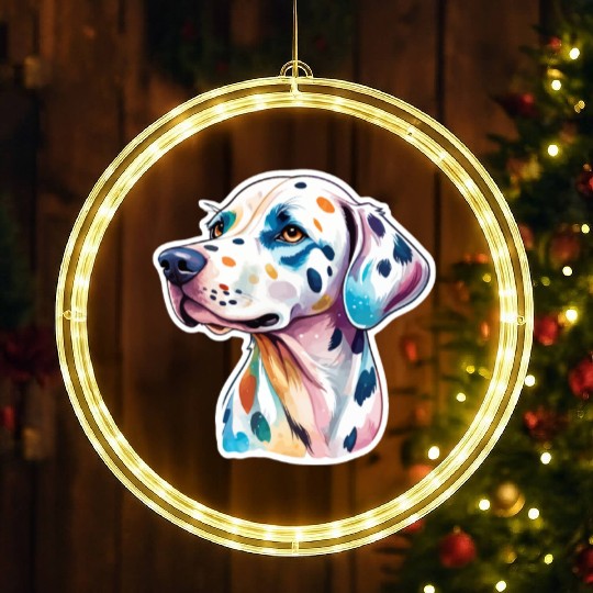Dalmatian Dog Watercolor LED Christmas Window Lights