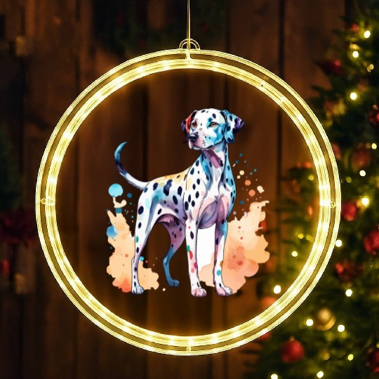 Dalmatian Dog Watercolor LED Christmas Window Lights
