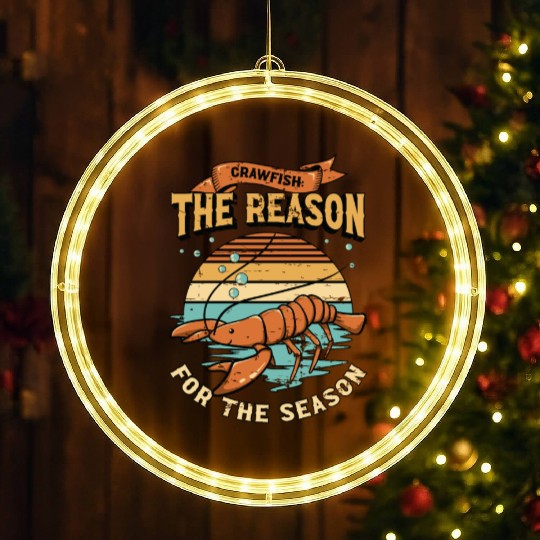 Crawfish The Reason For The Season Cajun Crawfish LED Christmas Window Lights