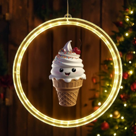 Happy Ice Cream Realistic LED Christmas Window Lights