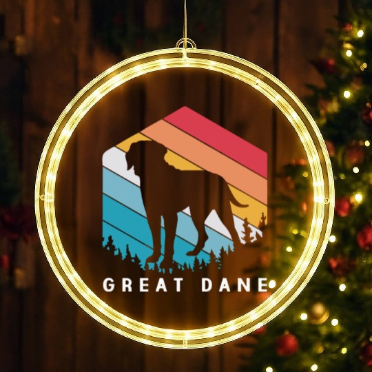 Retro Dog Lovers Great Dane For Great Dane Dad LED Christmas Window Lights