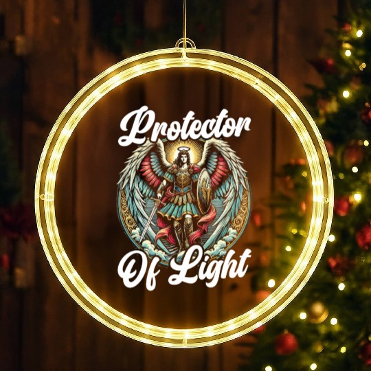 Archangel Michael Catholic Christianity Angel LED Christmas Window Lights