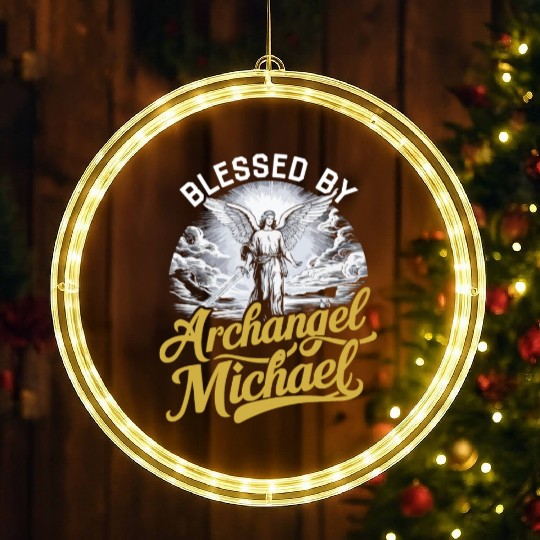 Archangel Michael Catholic Christianity Angel LED Christmas Window Lights