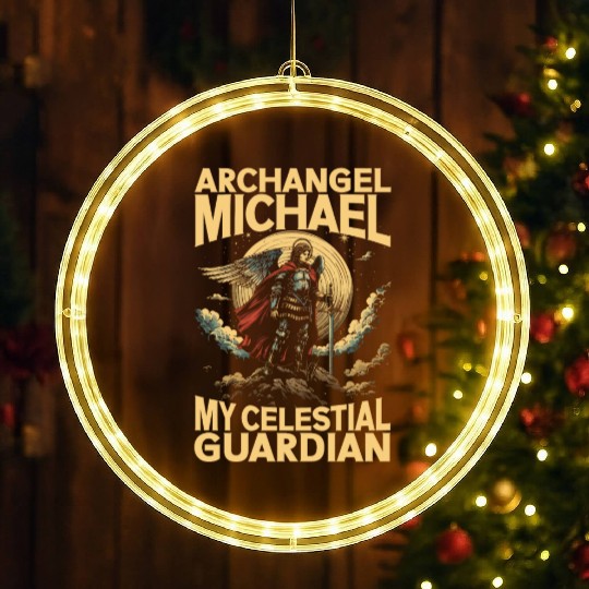 Archangel Michael Catholic Christianity Angel LED Christmas Window Lights