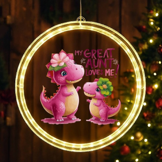 Dinosaurs My Great Aunt Loves Me LED Christmas Window Lights