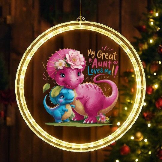 Dinosaurs My Great Aunt Loves Me LED Christmas Window Lights