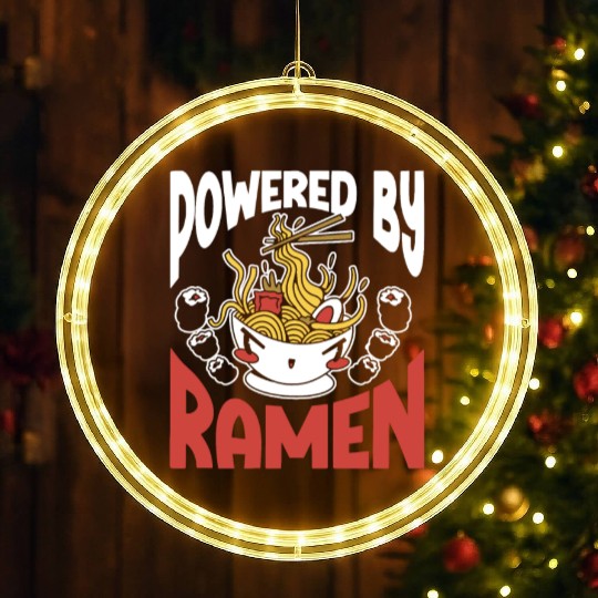 Powered By Ramen Anime Japanese Soup Cup Noodle LED Christmas Window Lights