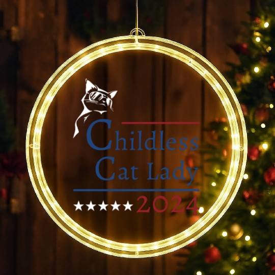 "Childless Cat Lady" Kamala Harris 2024 LED Christmas Window Lights