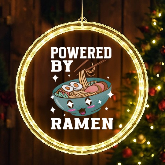 Powered By Ramen Anime Japanese Soup Cup Noodle LED Christmas Window Lights