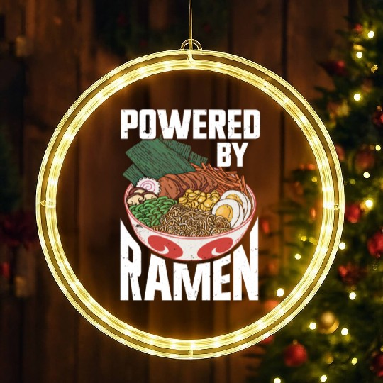Powered By Ramen Anime Japanese Soup Cup Noodle LED Christmas Window Lights