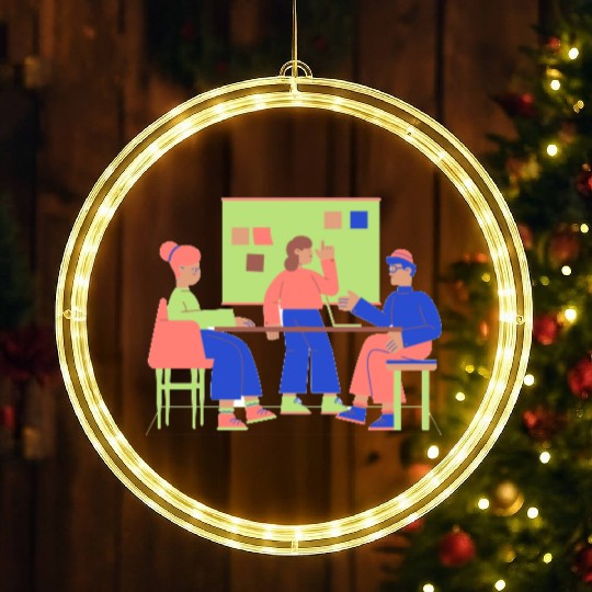 Flat Clean Casual Work & Company Life LED Christmas Window Lights