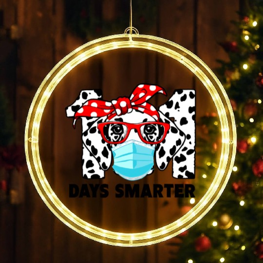 101 Days Smarter Dalmatian Dog Face Mask 100th LED Christmas Window Lights