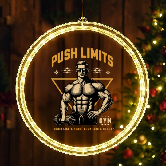 Push Limits Gym Train Like A Beast Look Like A LED Christmas Window Lights
