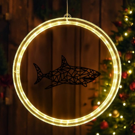 Jaws of Style: Geometric Shark Fashion LED Christmas Window Lights